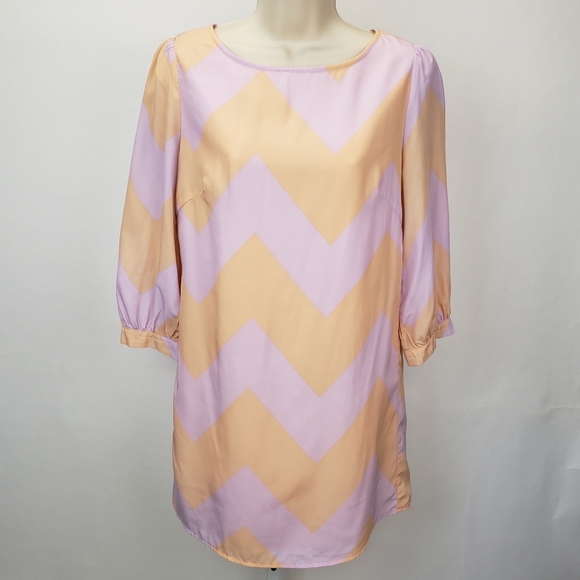 TOBI Linus zig zag shift lavender and peach dress size small - Picture 2 of 11